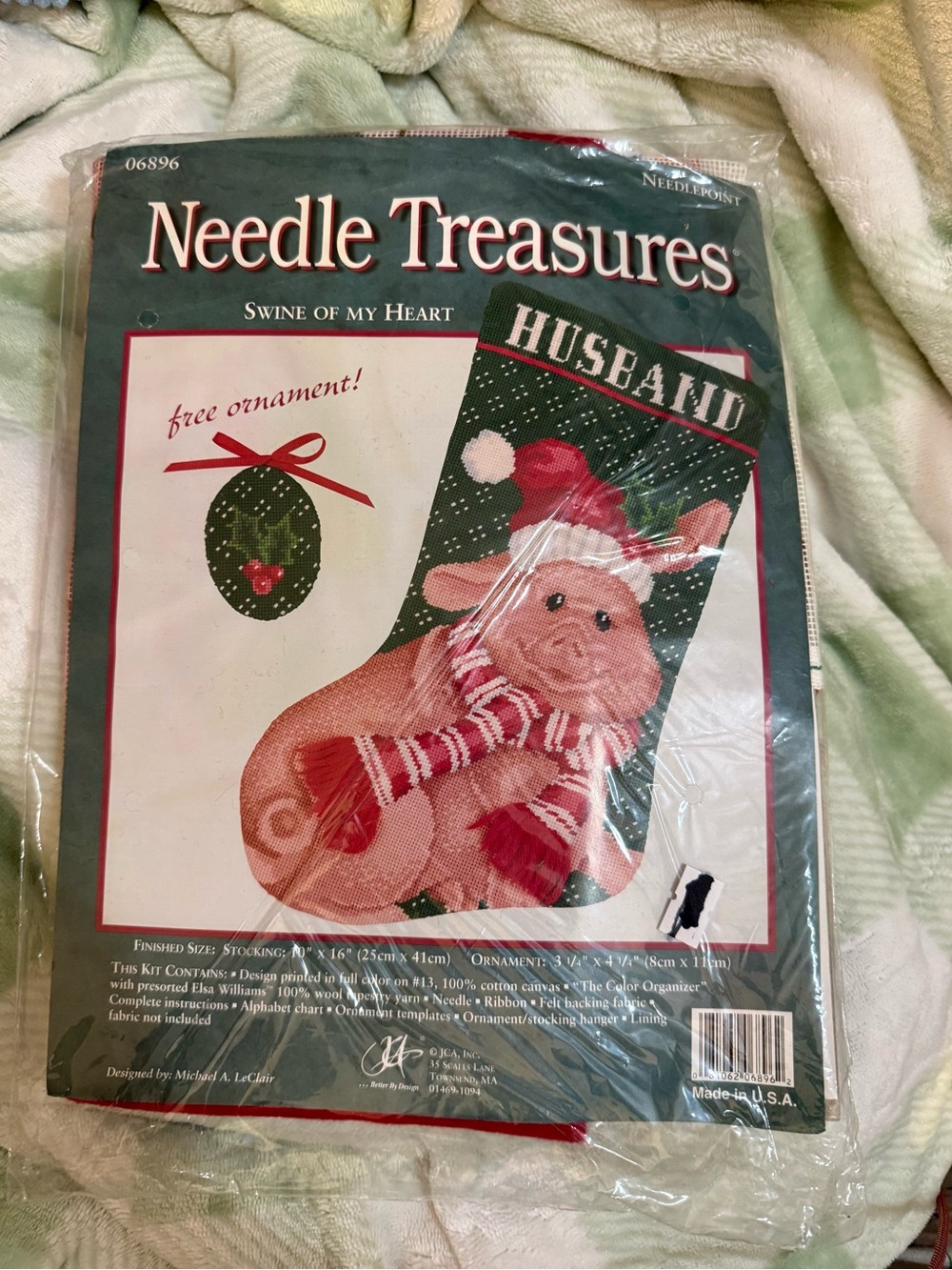 New ‘Swine of My Heart' Holiday Stocking Kit - # 06896 by: Needle Treasures